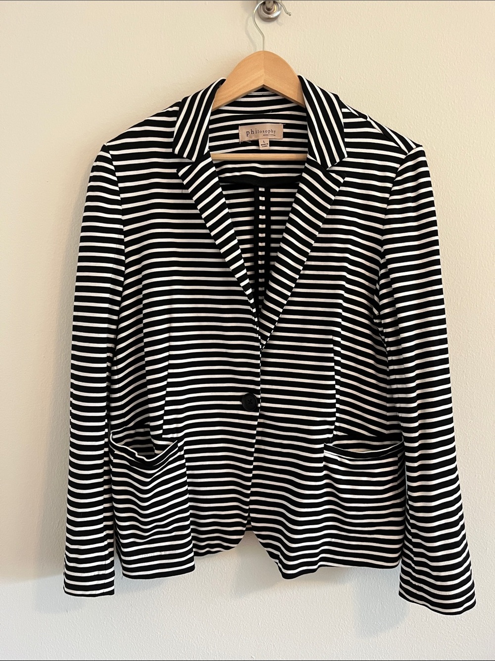 Philosophy Black & White Striped Single-Button Blazer
